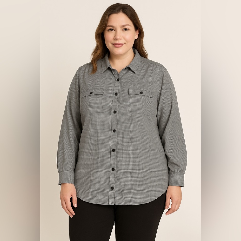C.J. Banks by Christopher Banks black and white blouse shirt size 1X